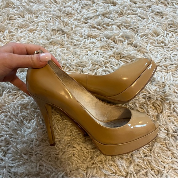 Michael Kors Nude Patent Leather Open Toe Platform Pumps - Picture 5 of 8